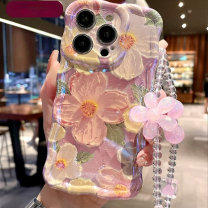 Custodia telefono cordino fiori
