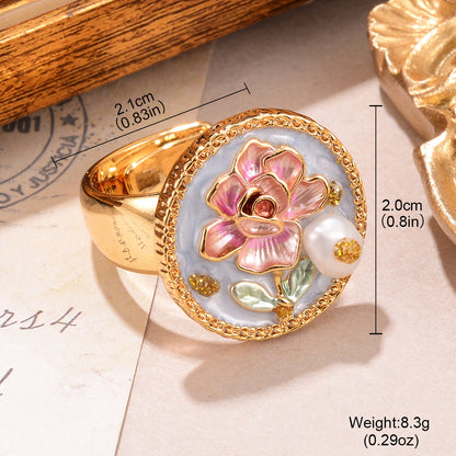 Anello perle floreali