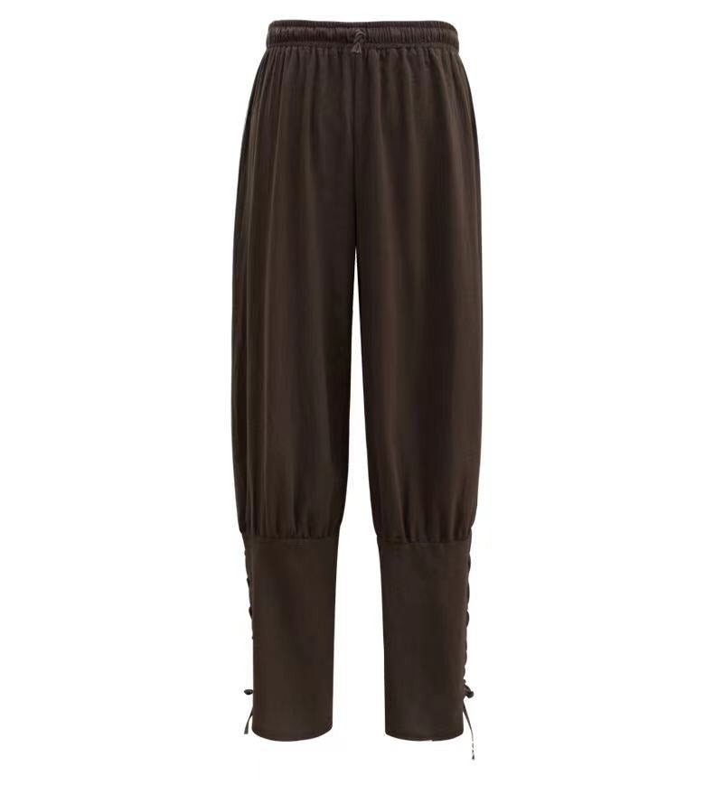 Pantaloni medievali in cotone e lino