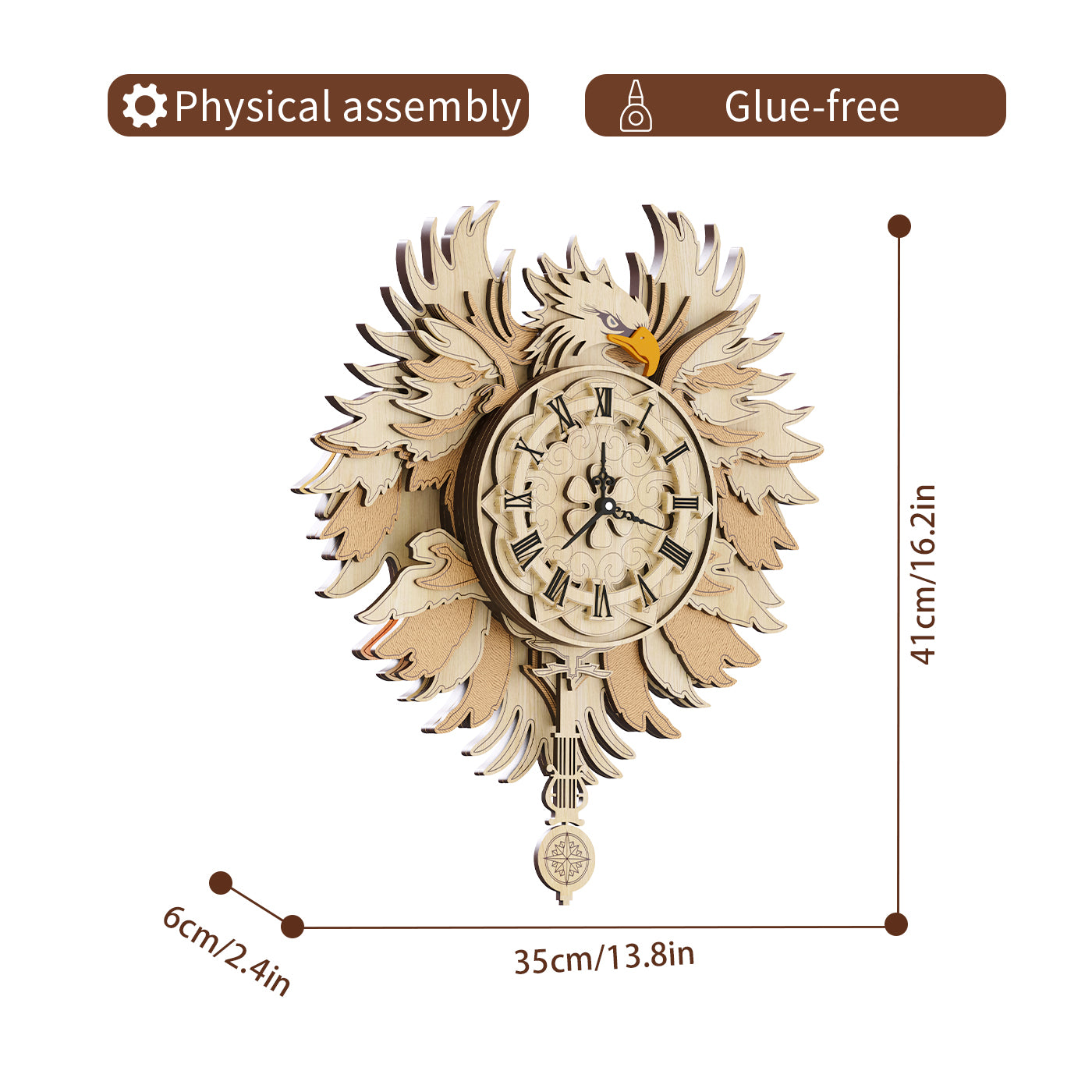 Orologio da parete Aquila legno