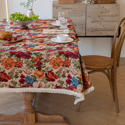 Tovaglia fiori cotone-lino