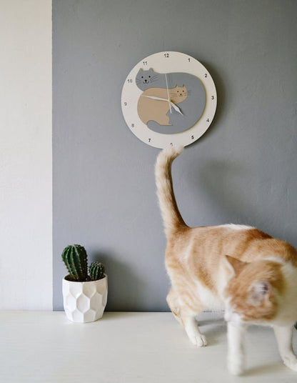 Orologio da parete Gatti yin-yang