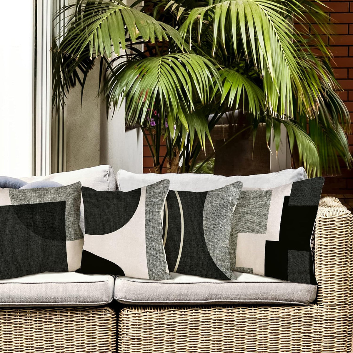 Federa cuscino forme astratte bianco nero