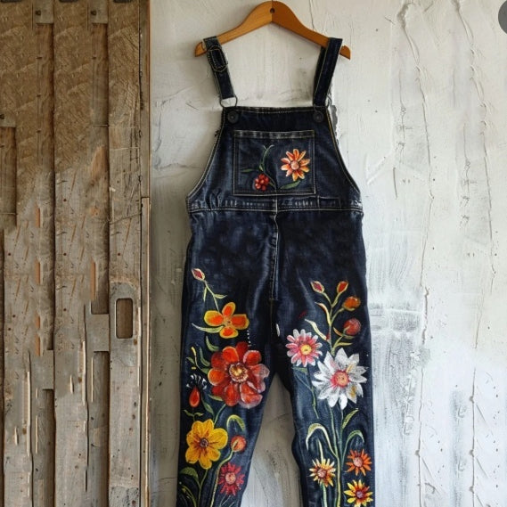 Tuta jeans floreale