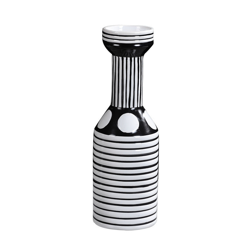 Vaso ceramica righe bianche
