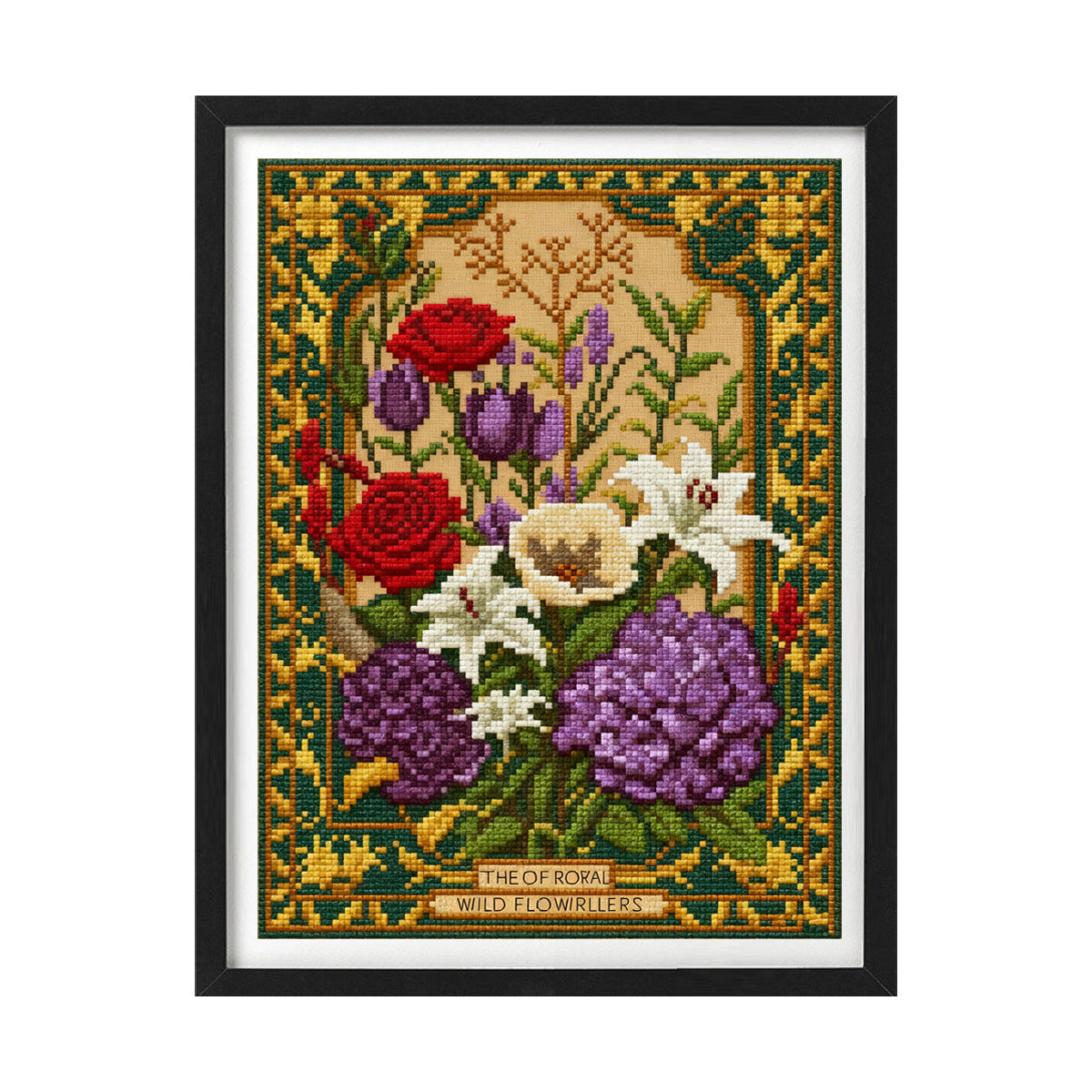 Quadro ricamato fiori