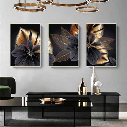 Quadro astratto nero e oro