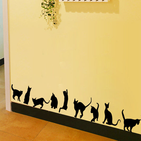 Adesivo murale Gatti neri silhouetta in processione