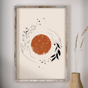 Quadro sole e luna dorato