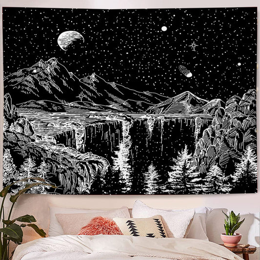 Arazzo Paesaggio notturno con montagne