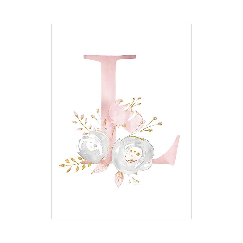 Quadro alfabeto fiori rosa