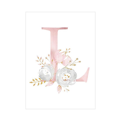 Quadro alfabeto fiori rosa