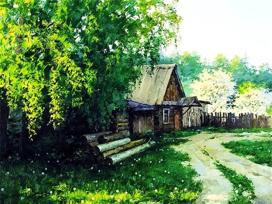 Quadro su tela Cottage fra gli alberi
