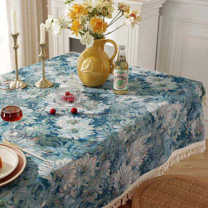 Tovaglia jacquard blu stile olio