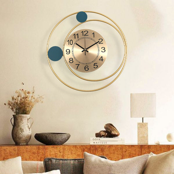 Orologio da parete Cerchi oro turchese