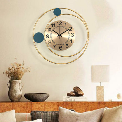 Orologio da parete Cerchi oro turchese