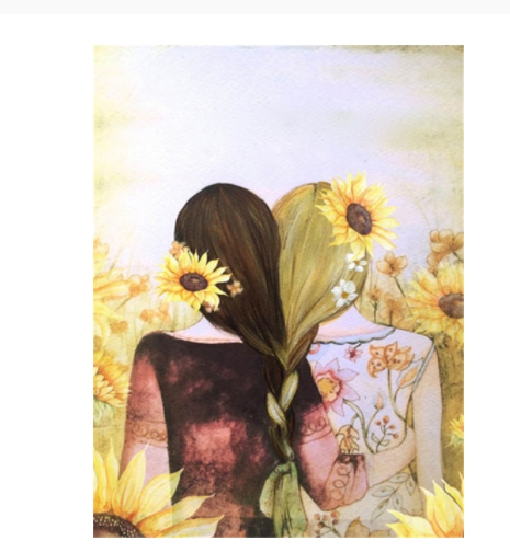 Quadro su tela Ragazza circondata girasoli gialli