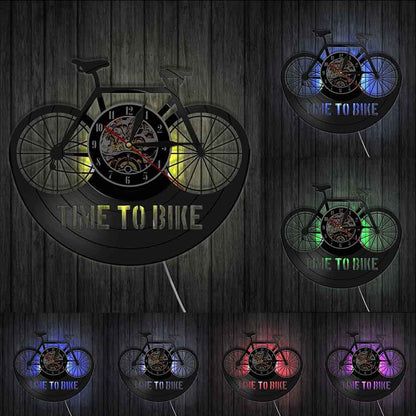 Orologio da parete Vinile bicicletta TIME TO BIKE