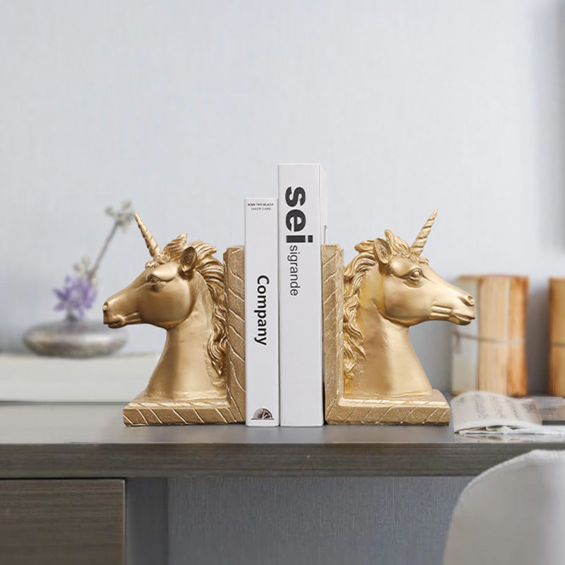 Reggilibri coppia unicorni dorati