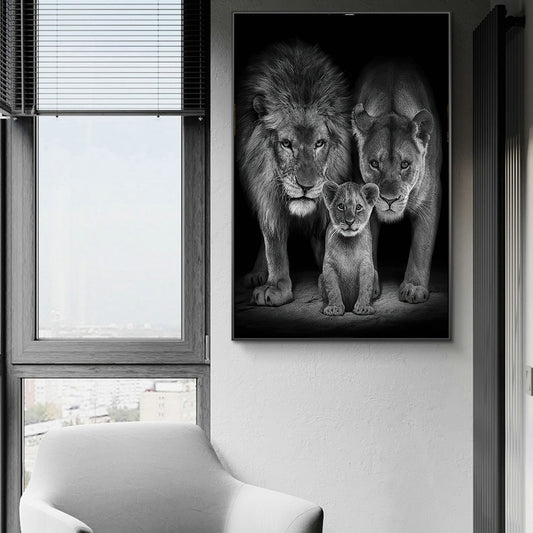 Quadro su tela Leoni in famiglia