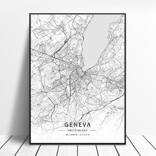 Quadro su tela Mappa topografica di Ginevra