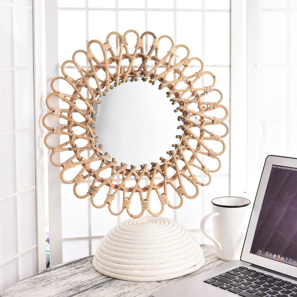 Specchio rattan dorato
