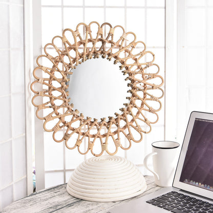 Specchio rattan dorato