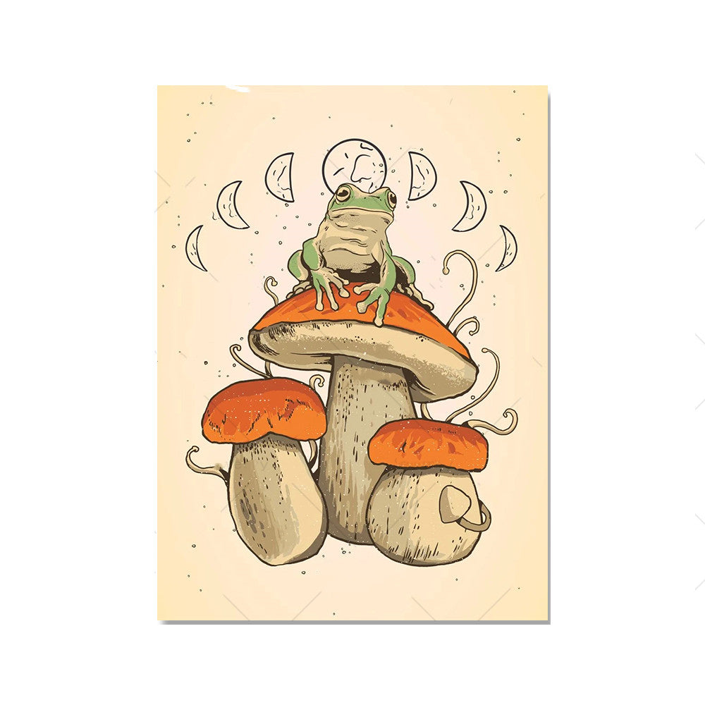 Quadro rana e funghi