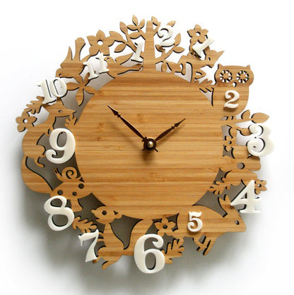 Orologio da parete Animali silhouette legno