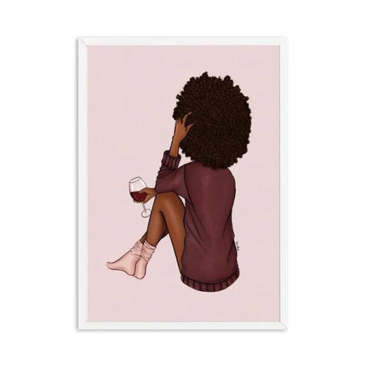Quadro su tela Donna che beve vino