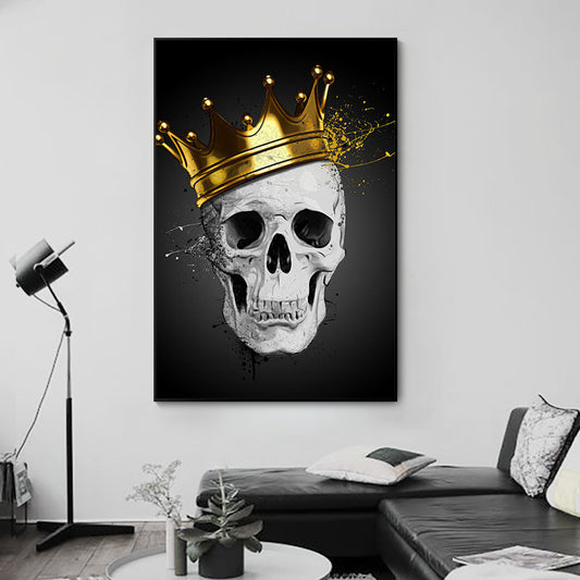 Quadro su tela Teschio con corona d'oro