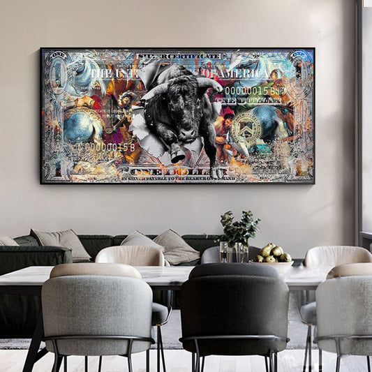 Quadro su tela Toro e moneta