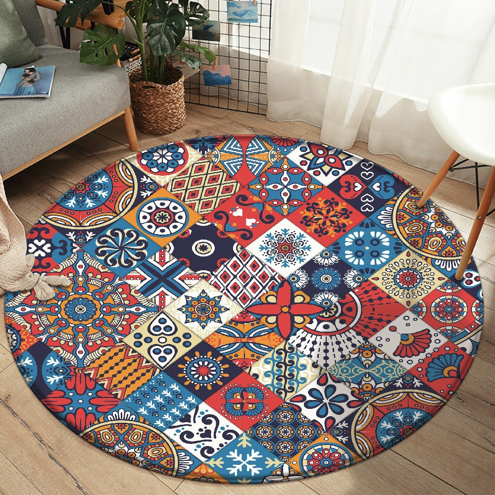 Tappeto rotondo mandala patchwork colorato
