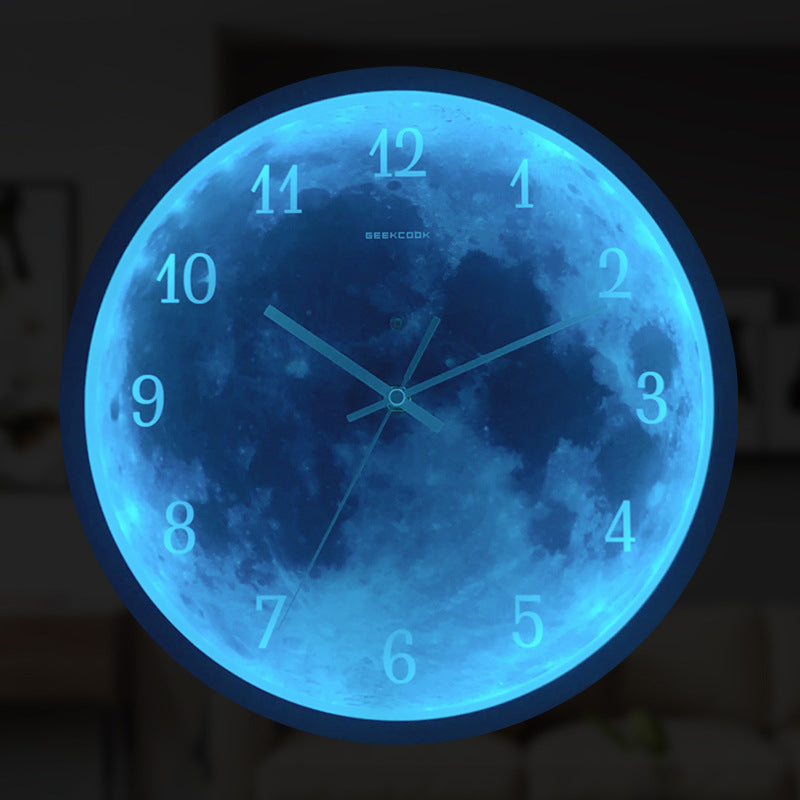 Orologio da parete Luna neon blu