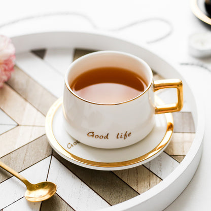 Tazza caffè con piattino oro