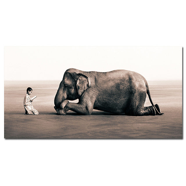 Poster elefante bianco nero