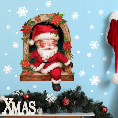 Adesivo murale Babbo Natale con fiocchi di neve