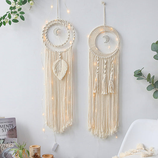 Arazzo Dreamcatcher in macramé bianco
