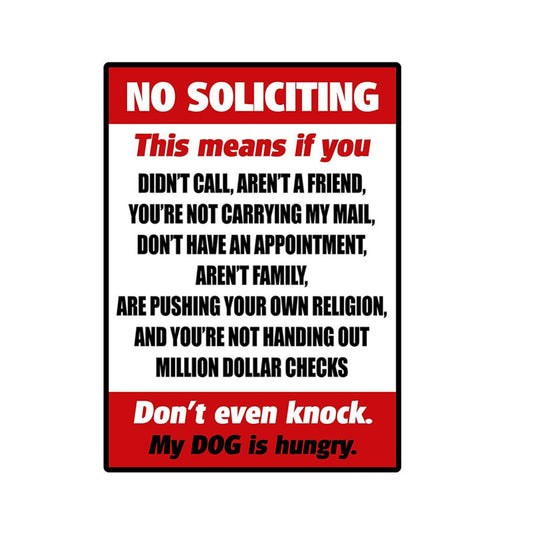 Targa in metallo Cartello no soliciting