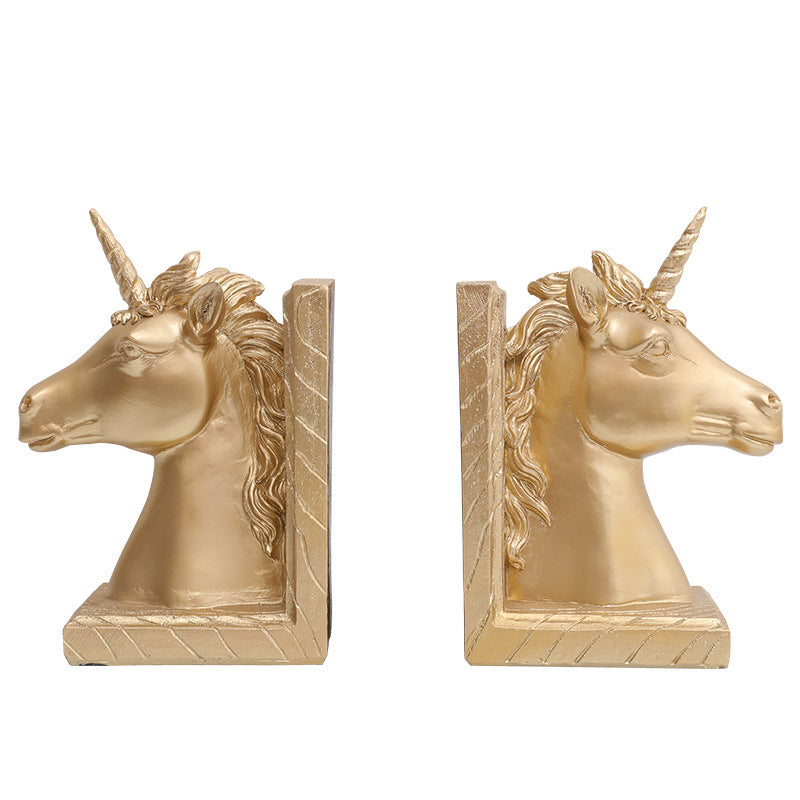 Reggilibri coppia unicorni dorati