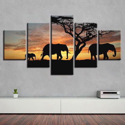 Set di 5 Quadri Elefante