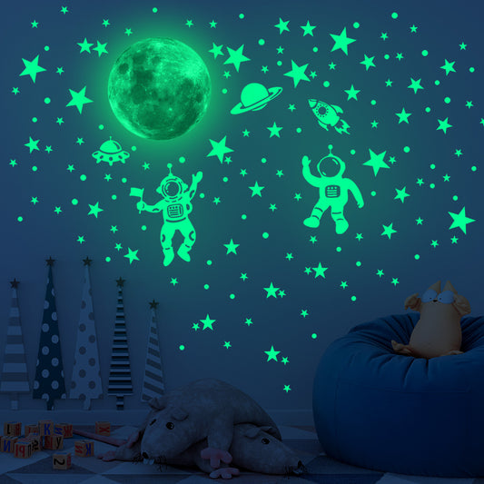 Adesivo murale Astronauta e pianeta luminosi