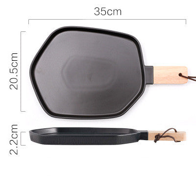 Piatto ceramica con manico in legno