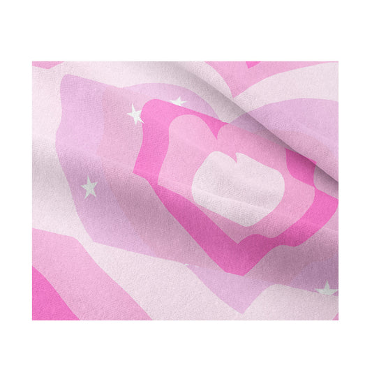 Arazzo Cuore ondulato rosa stelle