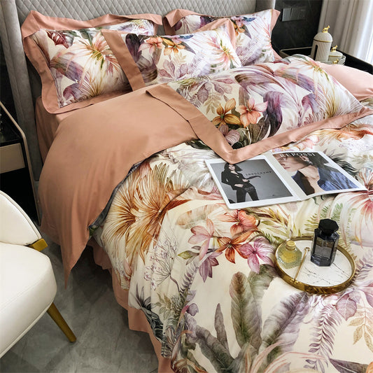 Completo letto cotone stampa floreale