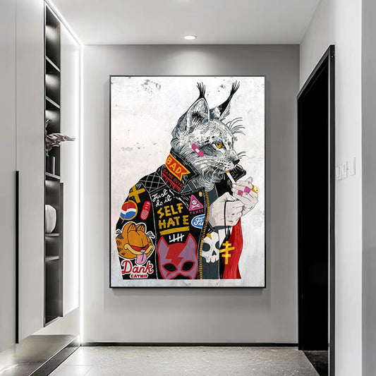 Quadro su tela Gatto decorato con sticker