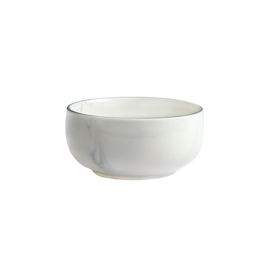 Stoviglie ceramica bianca linee blu