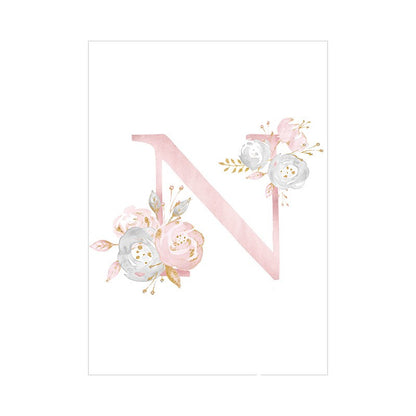 Quadro alfabeto fiori rosa