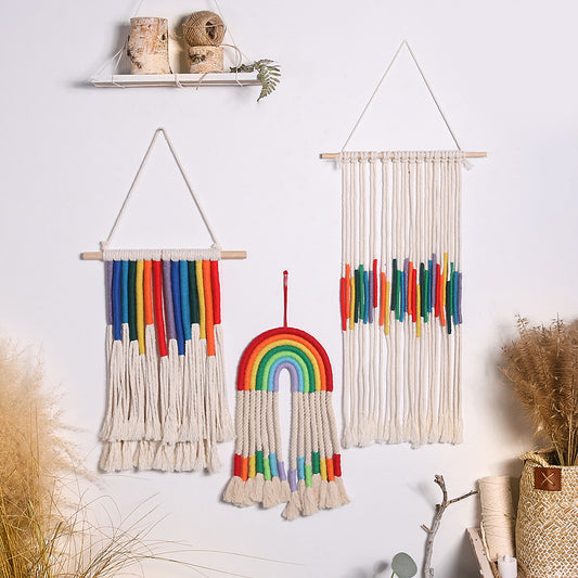 Arazzo Arcobaleno multicolore vivaci frange sfumate