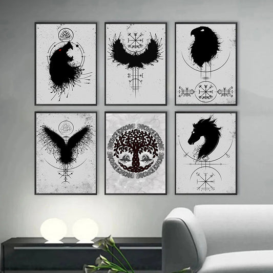 Quadro su tela Simboli mistici e animali